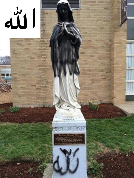 On defiled Virgin Mary statue, Boston Globe neglects to mention Islam