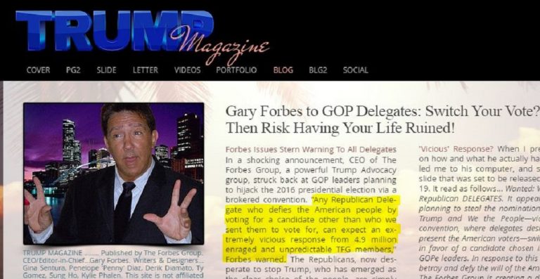 Photograph their families! Trump ally Gary Forbes plans to brutalize delegates, GOP leadership