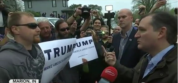 Ted Cruz: 1, Pro-Trump Protestors -1 Today in Marion, Indiana (video)