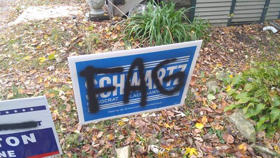 Iowa Berniecrat Chris Schwartz claims that his house was vandalized by Christians