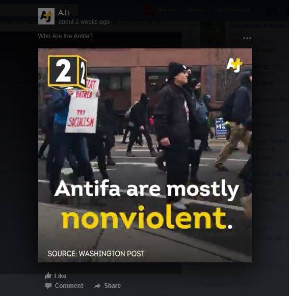 Al Jazeera: Antifa Is ‘Mostly Nonviolent’ (Video)