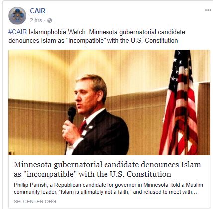 MN Governor Candidate Phil Parrish: ‘Islam is incompatible with the US Constitution’
