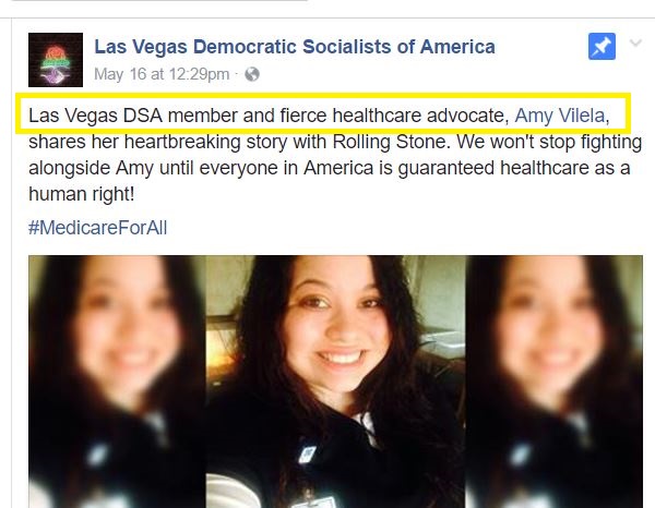 WARNING NEVADA: Marxist Amy Vilela running as a Democrat in #NevadaPrimary
