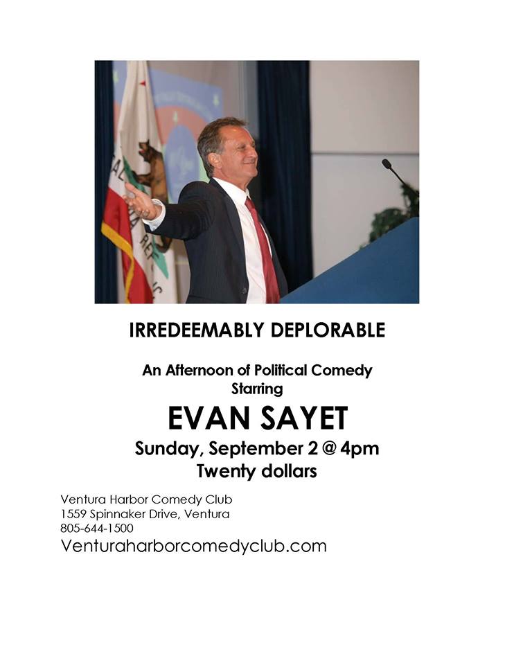 Go See Evan Sayet: September 2 Ventura Harbor Comedy Club