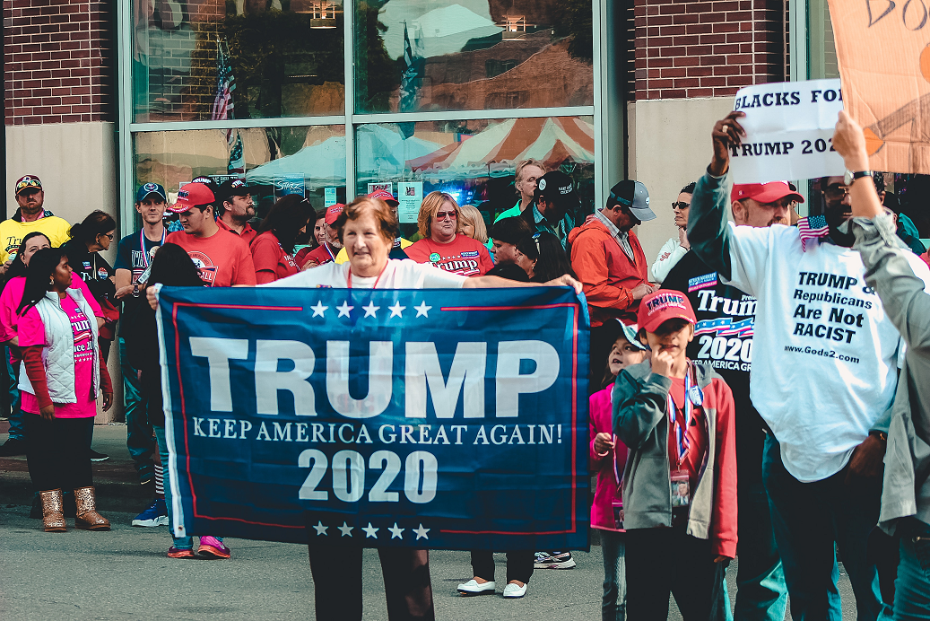 The Frightened Old Woman with Her Trump 2020 Flag