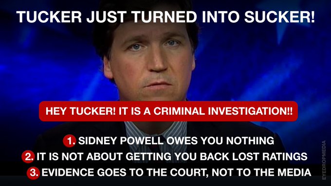 Tucker Carlson Embraces Liberal Groupthink, Lies About Trump Atty Sidney Powell And Ignores “Hammer And Scorecard,” Dominion Hacking Evidence