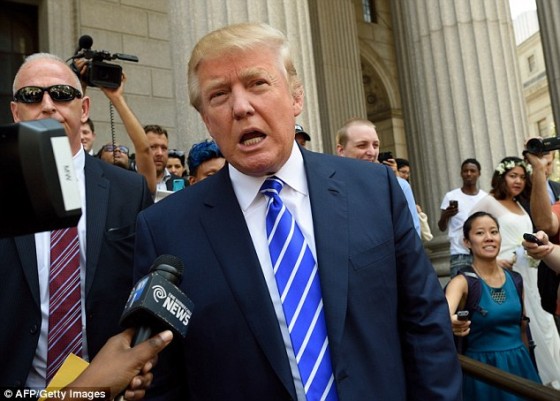 Donald Trump Confronted by Univision Jorge Ramos at Iowa Press Before Rally Speech