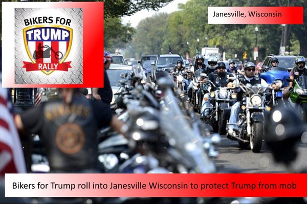 WATCH: #Bikers4Trump vs Communists at Trump Rally in Janesville, Wisconsin